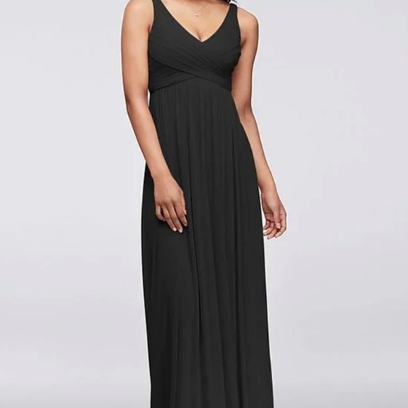 DAVIDS BRIDAL Long Black Dress, cowl neck, Size 8, Style Number F15933 - Picture 1 of 4
